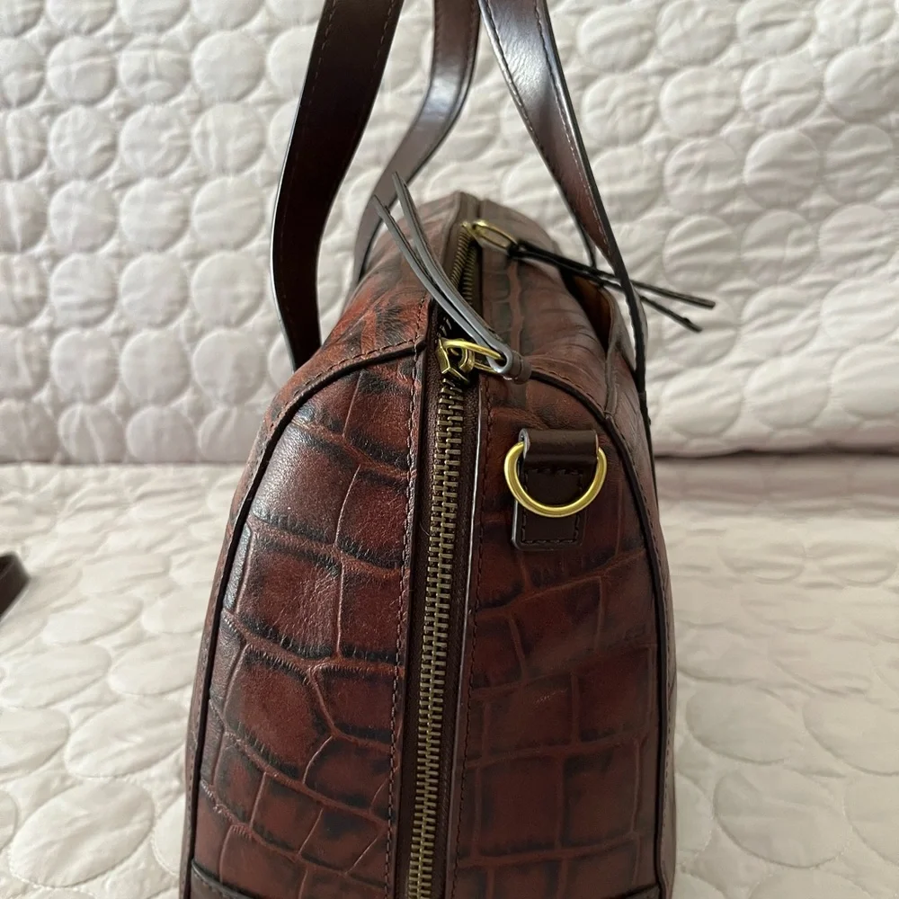 Fossil Brown satchel with Structured Design - Picture 8 of 8